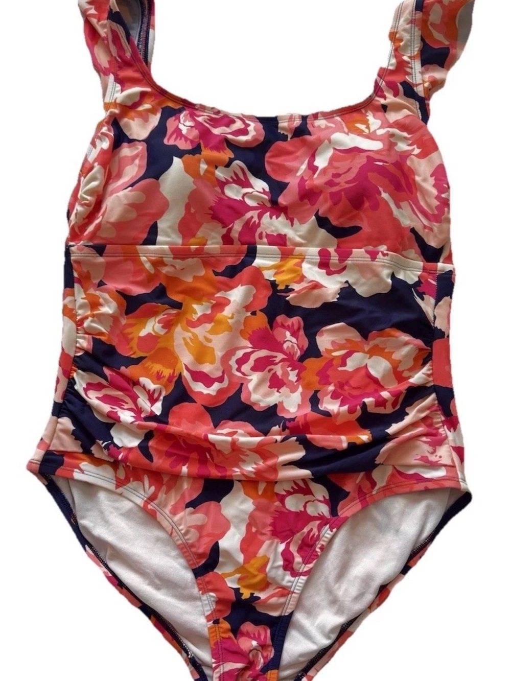 Kona Sol Floral One-Piece Swimsuit in Navy, Pink and Coral